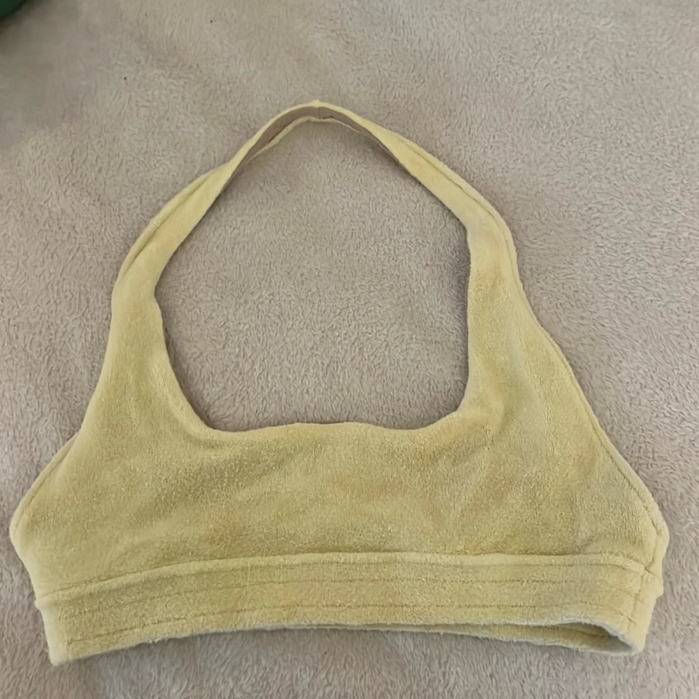Frankies Bikinis Yellow Terrycloth Halter Top